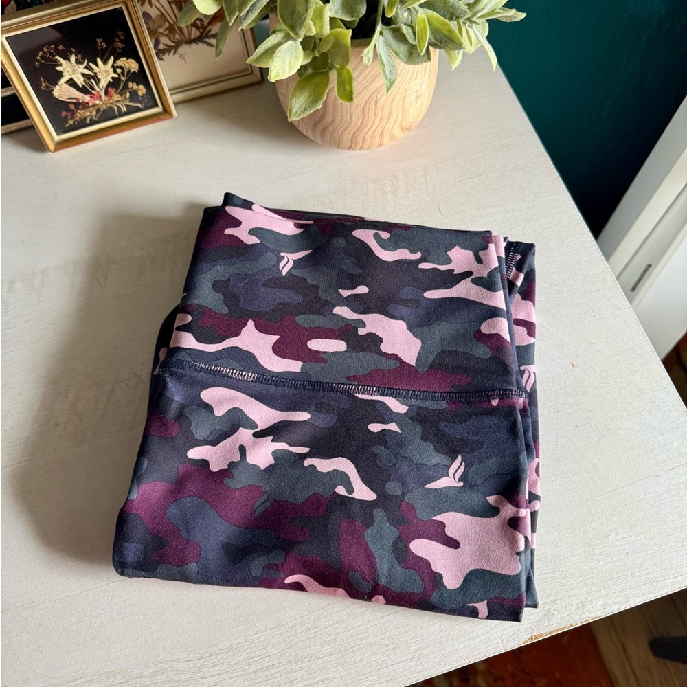 Fabletics Pink and Black Camouflage Leggings